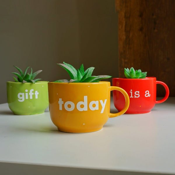 Today is a Gift | Painted Ceramic Wall Planter | Table Accessory | Personalised Gift | Home Decor
